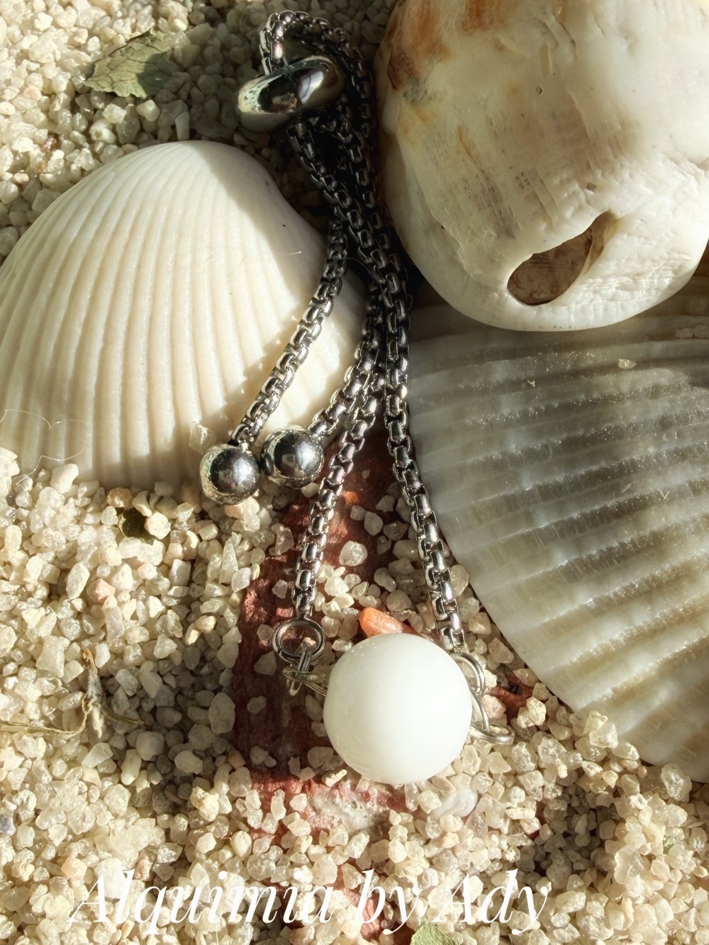 Minimal Silver Bracelet with White jade